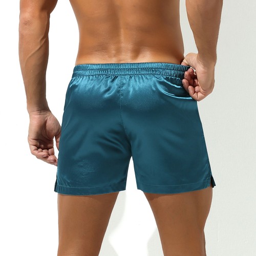 DE Herren Seide Satin Pyjamas Shorts Strand Höschen Bademode Urlaub Loungewear - Picture 21 of 47