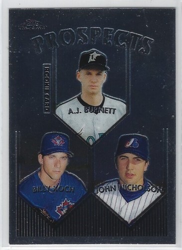 1999 TOPPS CHROME A.J. BURNETT RC BILLY KOCH JOHN NICHOLSON PROSPECTS #437 - Picture 1 of 2