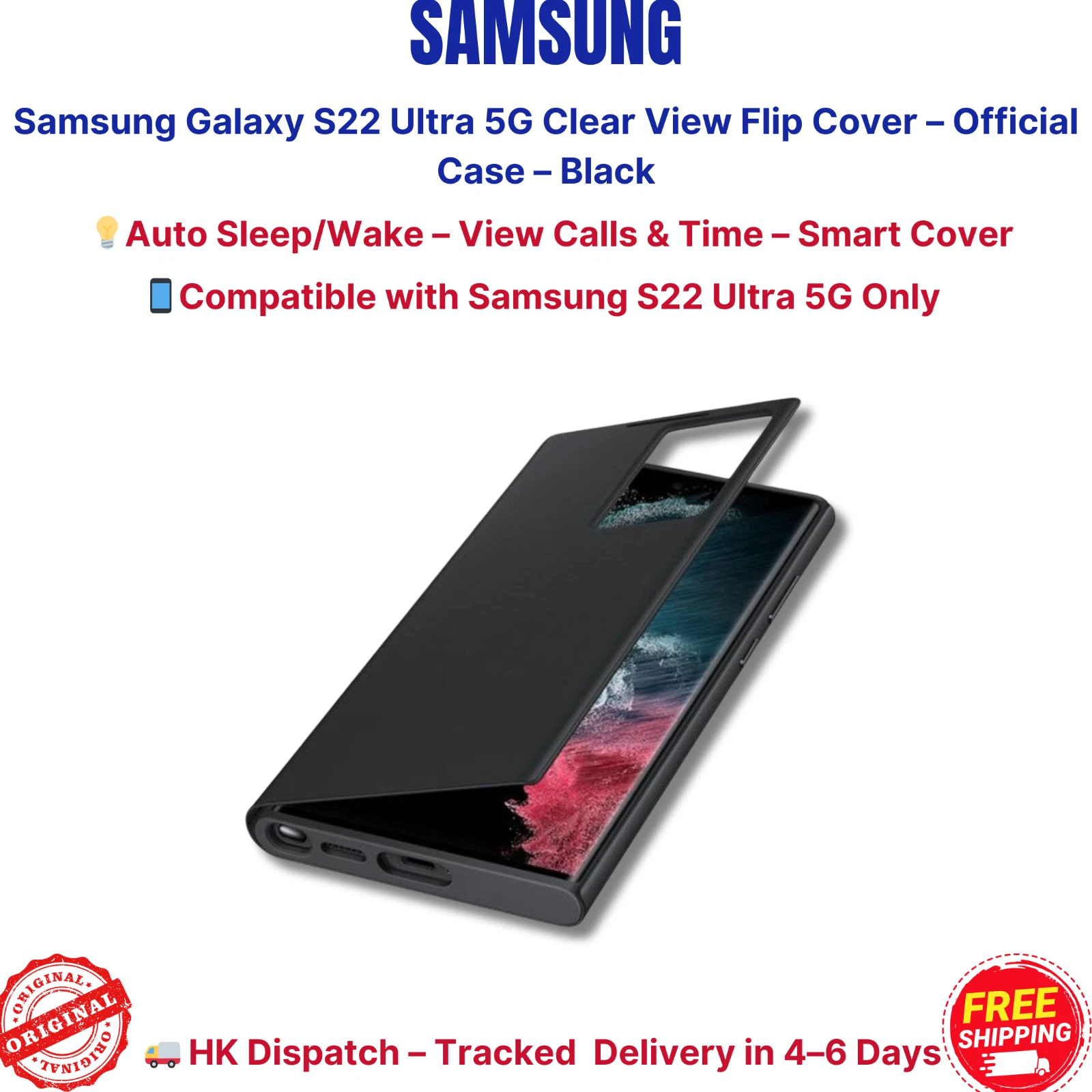 Samsung Galaxy S22 Ultra 5G Clear View Flip Cover – Official Case