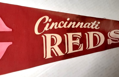 Vintage 1950's CINCINNATI REDS Baseball PENNANT ~ Full Size-29" Long - Picture 3 of 5