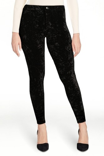 NWT Scoop Women's Crushed Velvet Skinny Pants Size 6 Black Leggings