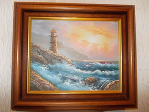 Petit tableau, marine, huile sur toile, signé