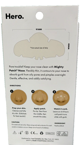 2X Mighty Patch Nose de Hero Cosmetics, HIDROCILOIDE 10 parches cada uno ex 6/2026 - Imagen 2 de 2