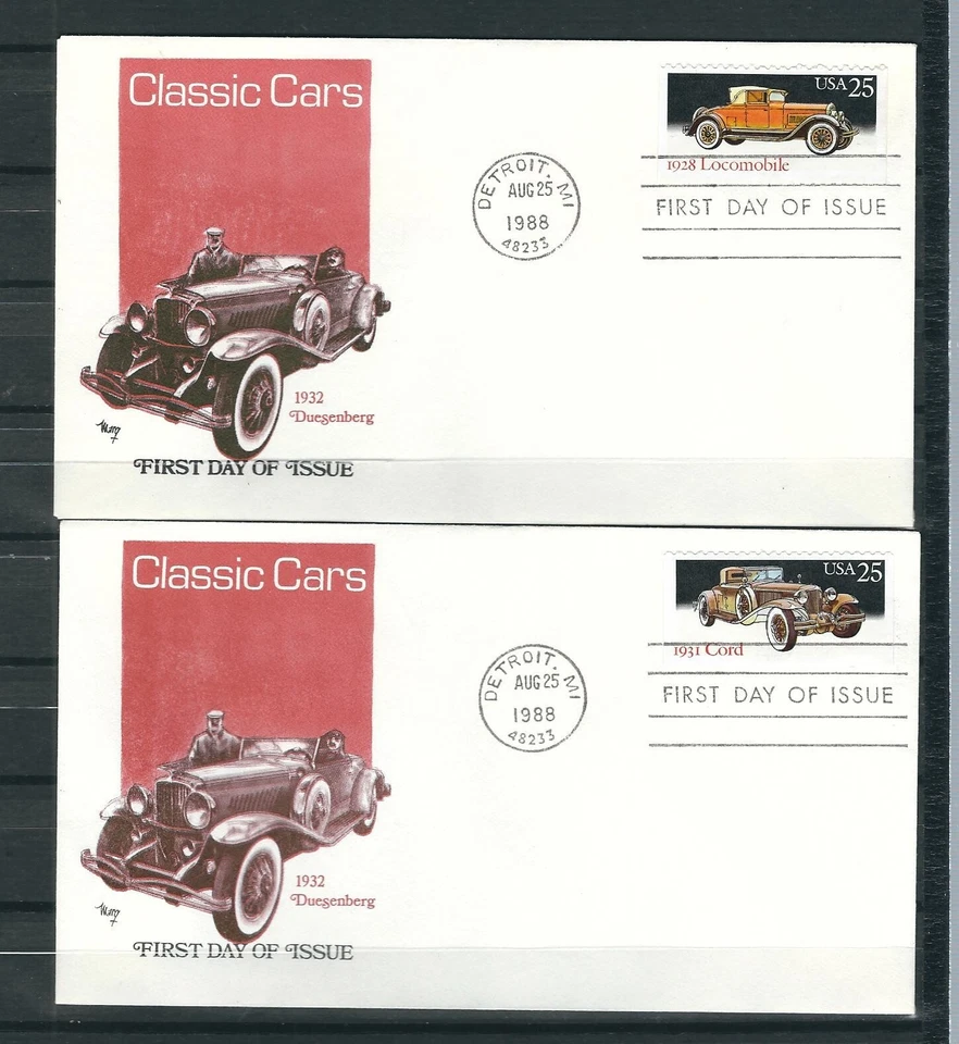 US SC # 2381-2385 and 2385a Automobiles Booklet Pane Of 5 FDC . Marg cachet - Image 3 of 3