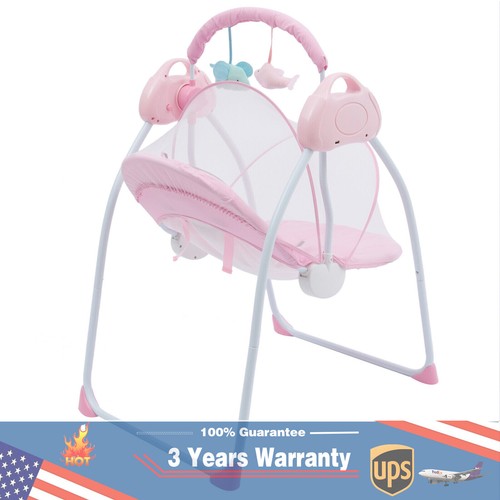 Electric Baby Swing Infant Cradle Toddler With Bluetooth Music Rocker Chair USA - Picture 3 of 22