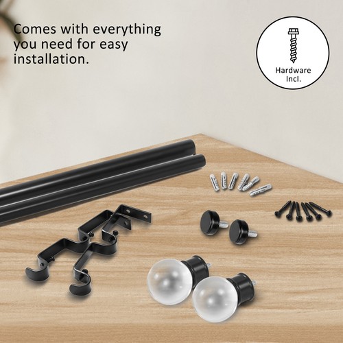 1" Crystal Ball Flat Button Double Drapery Curtain Window Rod Set, 28"-120" - Imagen 6 de 32