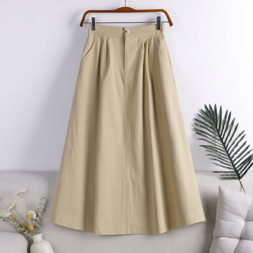 Women A Line Pleated Midi Skirts Elastic High Waist with Pockets Elegant Casual - Picture 14 of 27