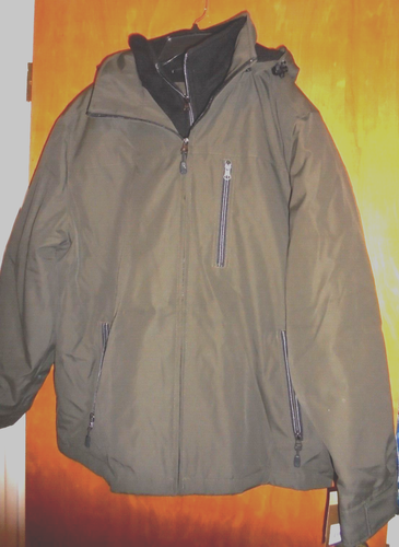 New Sonoma Mens Winter Parka Jacket Removable Hood Fleece Lined Brown size Large - Picture 2 of 14
