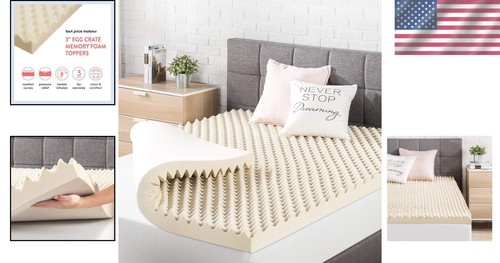 Egg Crate Memory Foam Topper with Copper Infusion - Comfort & Pressure Relief - Picture 2 of 9