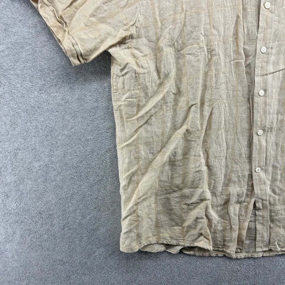Izod Shirt Mens Size XXL Beige Striped Short Sleeve Button Up Camp Bowling - Image 2 of 4