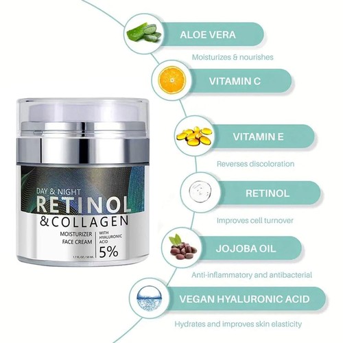 Crema de Colágeno para Rostro con Retinol y Ácido Hialurónico - Hidratante Facial EE. UU. - Imagen 7 de 11