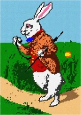 Alice In Wonderland Rabbit Needlepoint Kit or Canvas