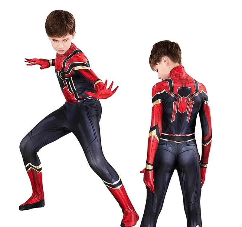 Superhero Spiderman Cosplay Costume Bodysuit Jumpsuit For Kids Holiday Party - Image 2 of 4