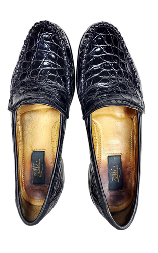 VTG Zelli Black Genuine Crocodile Hand Crafted in Italy Loafers Men's Size 9.5 - Picture 4 of 12