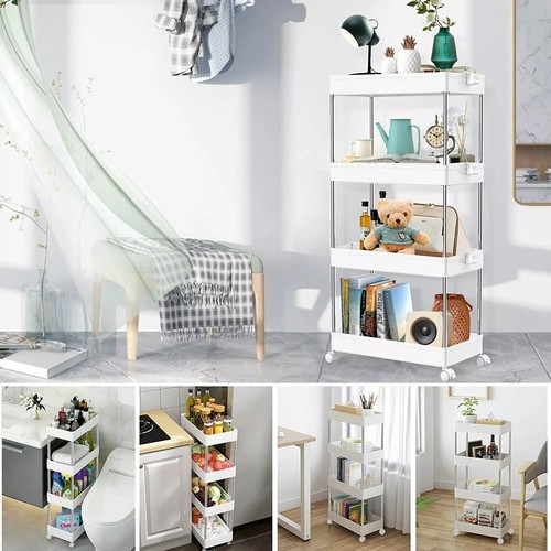 Rolling Utility Cart Slide Out Organizer Storage 4-Tier Shelf Rack Cart trolley - Picture 7 of 7