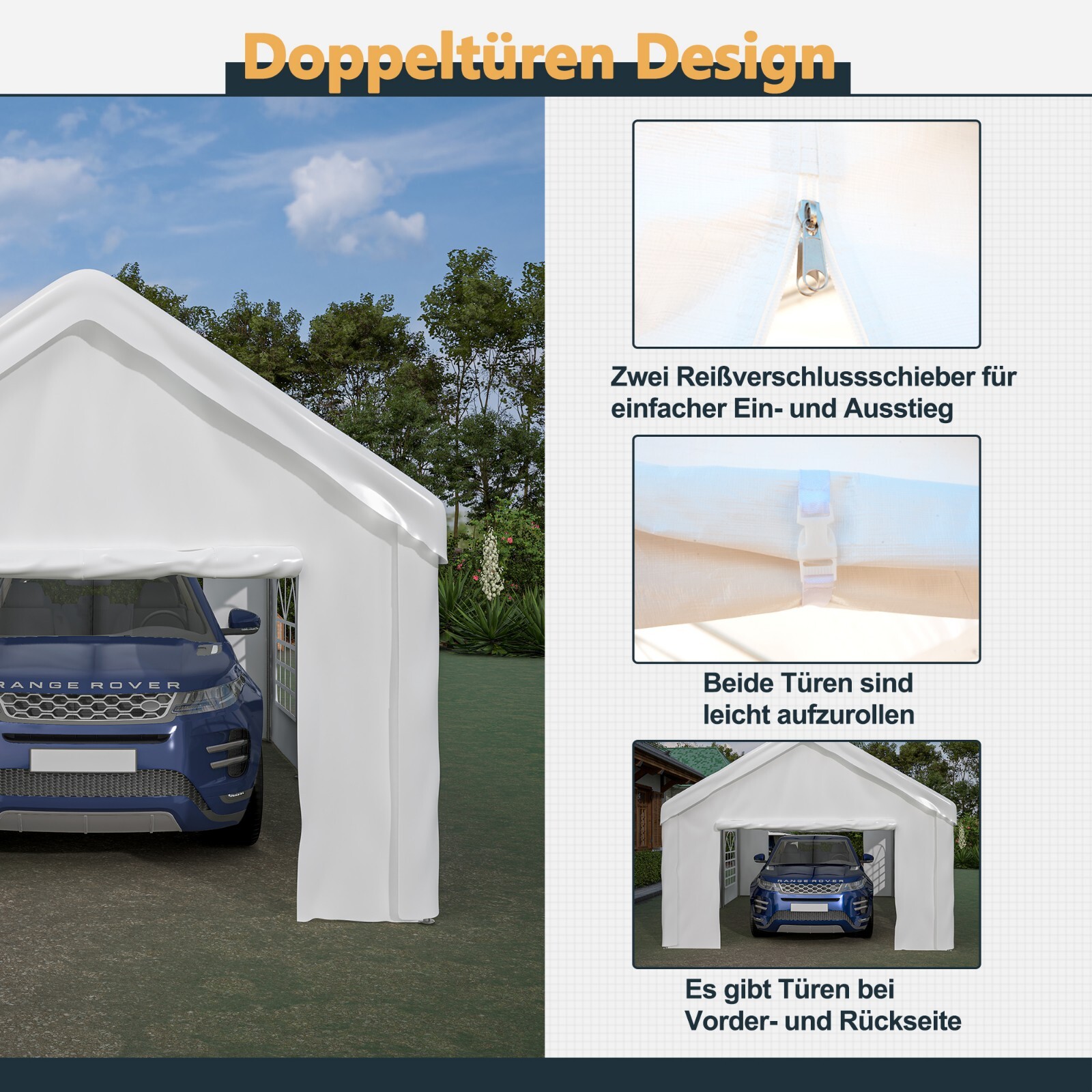 3x6 m Zeltgarage Garagenzelt Carport Auto Garage Lagerzelt Party-Pavillon