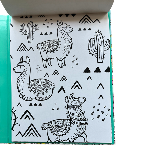 Kaleidoscope Coloring Book Llamas w/ Pastel Marker & Glitter Glue Set NEW - Picture 7 of 9