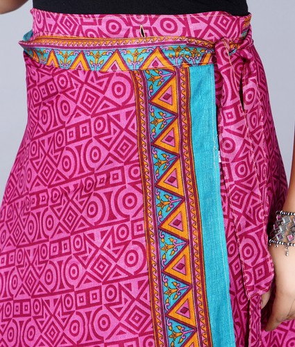 Indischer Vintage Sari Seide Wickelrock Bohemian für Frauen Bohemian Großhandel - Bild 8 von 15