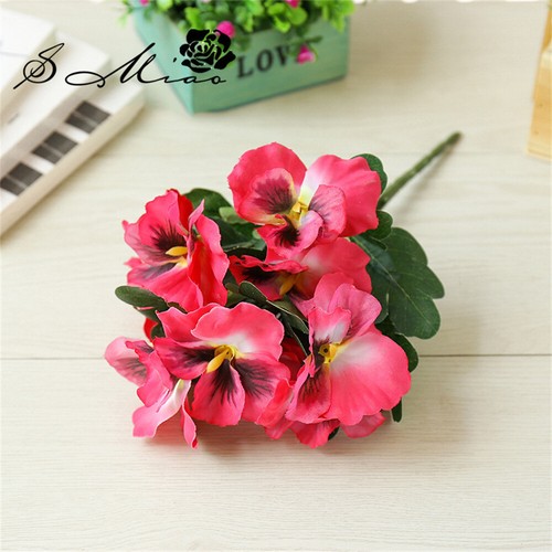 10 Heads Stems Artificial silk Flowers Pansy Bunch Home Wedding Garden Deor AUS - Picture 10 of 14