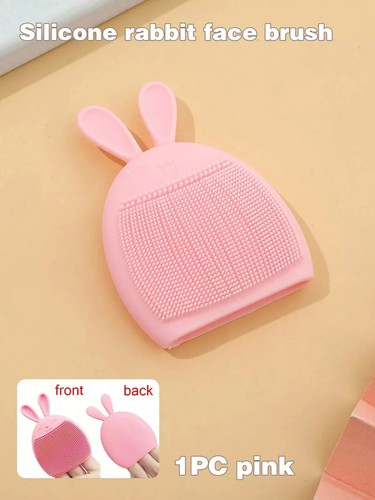 Esponja de silicona para huevos de conejito cepillo de maquillaje limpiador facial rosa - Imagen 17 de 17