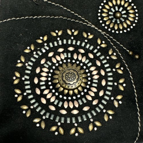 Chala Bohemian Star Embellished Phone Crossbody Shoulder Bag Suede Black - Picture 7 of 9