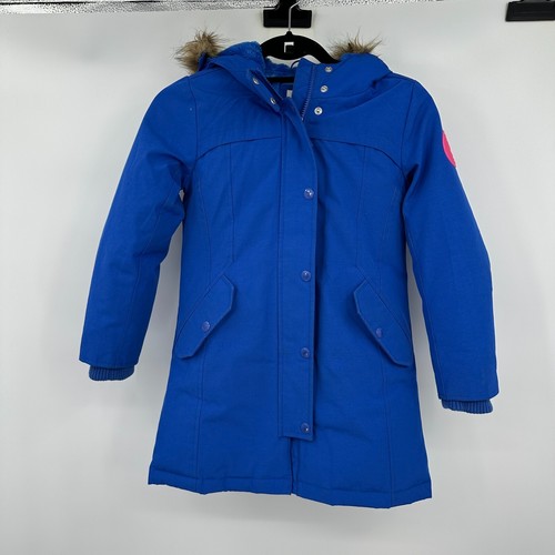 Gap Kids Girls Parka Jacket Medium Faux Fur Hoodie Zip Button Front Pockets - Picture 2 of 19