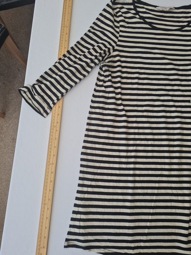 Ladies Top Dorothy Perkins Maternity Size 14 3/4 Sleeve Strips Black Mix 501 - Picture 5 of 14