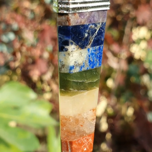 7 Chakra Pendant Crystal Bonded Flat Gemstone Reiki Gems Cord Necklace Jewellery - Video 1 of 1