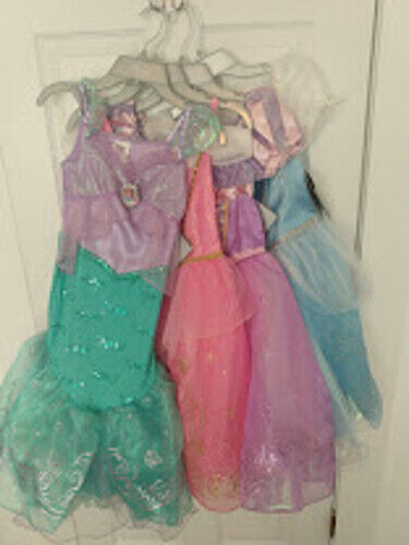 LOT CINDERELLA ARIEL RAPUNZEL AURORA COSTUME DRESS SIZE 5/6 DISNEY STORE - Picture 1 of 12