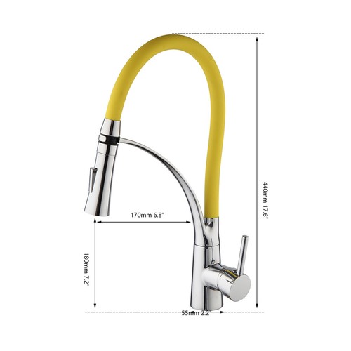 Grifo de cocina extraíble y giratorio multicolor grifo mezclador de tocador de una sola manija - Imagen 2 de 47