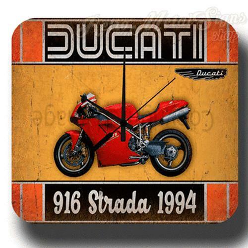 DUCATI 916 Strada 1994 MOTORCYCLE VINTAGE GARAGE METAL TIN SIGN WALL CLOCK - Afbeelding 1 van 1
