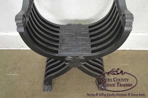 Renaissance Style Vintage Carved Savonarola Arm Chair - Picture 6 of 10