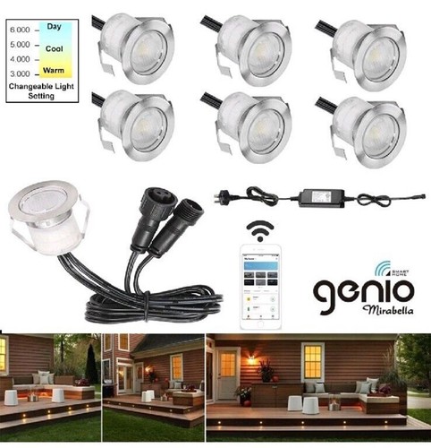 6 Pc Round LED Deck & Step Lights Kit DIY Stainless Steel Wi-Fi Compatible - Picture 4 of 8