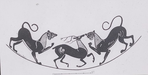Lions Attacking Deer, Morin-Jean Amphore Drawing, Magic Lantern Glass Slide