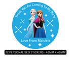 PERSONALISED Elsa & Anna 'Frozen' Party Stickers - FREE POSTAGE