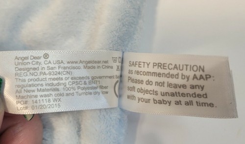 Angel Dear Blue Elephant Lovey Lovie Baby Security Blanket Plush Knotted NEW! - Picture 11 of 11