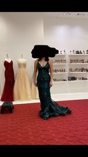 sparkly green glitter prom dress