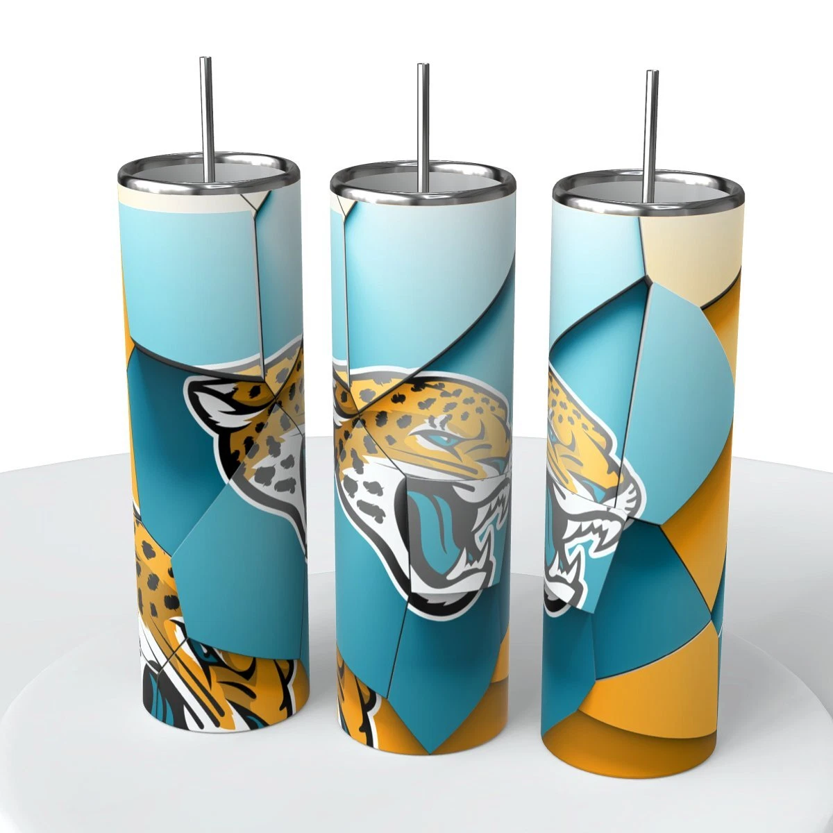 Abstract Blocks football Skinny Steel Tumbler with Straw, 20oz