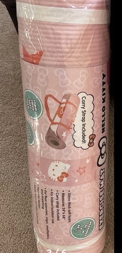 Hello Kitty Sanrio Übung Yogamatte Pink & Sterne 24" B x 68" L - 10 mm mit Gurt Neu in Verpackung - Bild 6 von 9