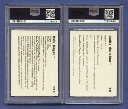 1990 HULK HOGAN & ANDRE THE GIANT LOT 2 PSA 9 MINT CLASSIC WWF HOF #125 #66 RZC - Picture 2 of 3
