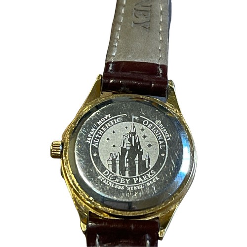 Vintage Authentic Disney Minnie Mouse Wristwatch Gold Tone Brown leather Band - Picture 5 of 5