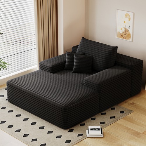 68" Oversized Boneless Chaise Lounge Sofa Bed Reading Chair Corduroy Cloud Couch - Picture 17 of 54