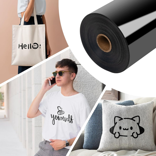 Heat Transfer Vinyl-12 x 100ft Black Iron on Vinyl Roll for Shirts, HTV Vinyl fo - Picture 2 of 7