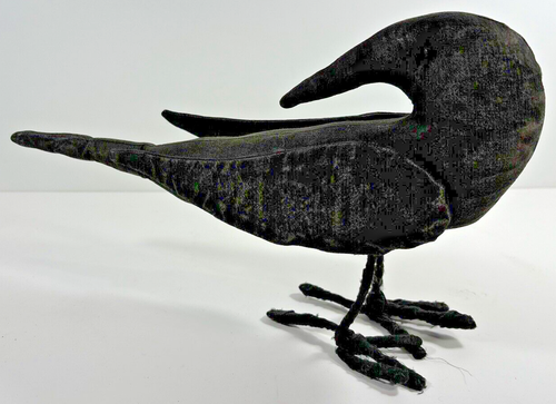 Halloween Primitive Folk Art Black Bird Wire Adjustable Legs Standing Plush 12"L - Picture 2 of 14