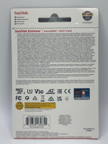 Sandisk 512GB Extreme Micro SD Memory Card SDSQXAV-512G-GN6MN SDXC Class 10 Card - Photo 2 sur 2