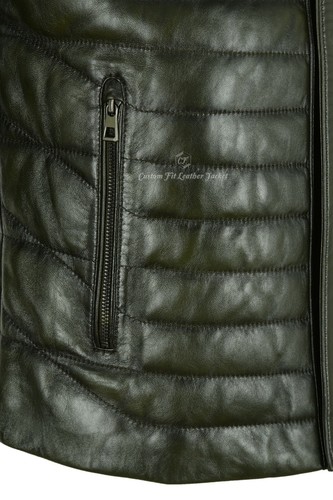 Mens Leather Jacket Puffer Hooded 100% Lambskin Fully Quilted Hoodie Jacket 2006 - Picture 10 of 10