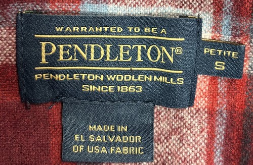 Pendleton Chaqueta con Capucha con Cremallera Roja Talla Pequeña Pequeña Bolsillos de Lana a Cuadros Capas - Imagen 6 de 8