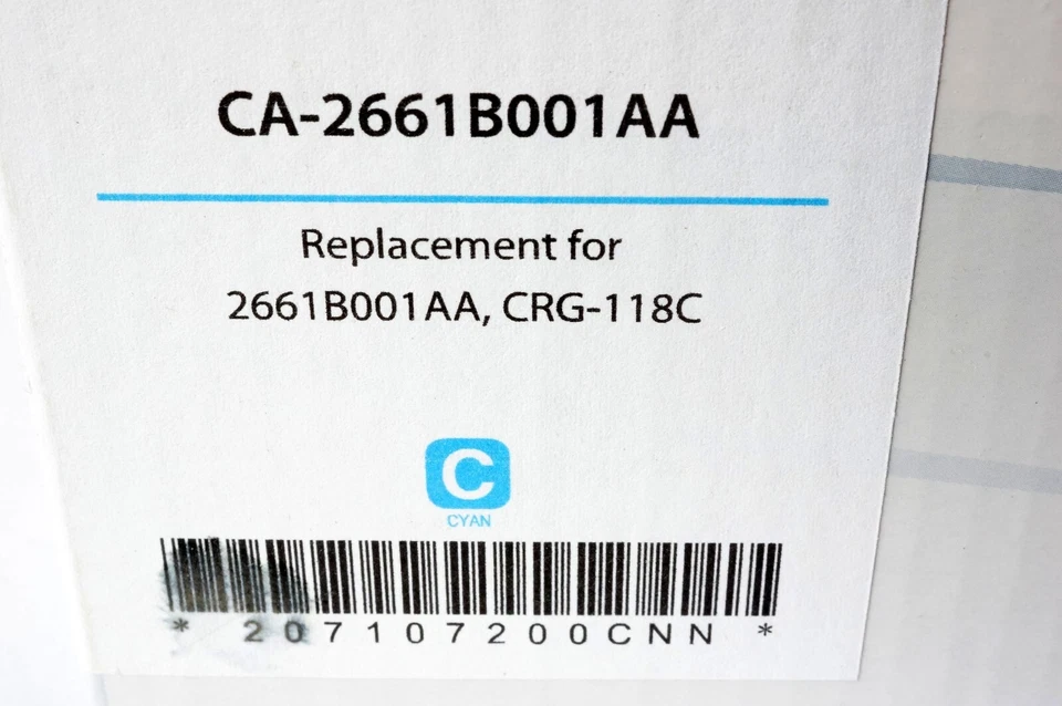 Tóner cian Sun Data Supply CRG-118C Canon 2662B001AA - (3.400 páginas) nuevo en caja Foto 4 de 4