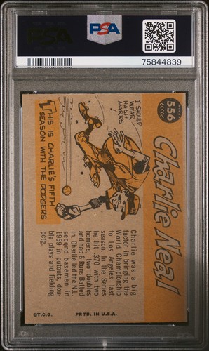 1960 Topps  #556 Charlie Neal PSA 7 - Picture 2 of 2