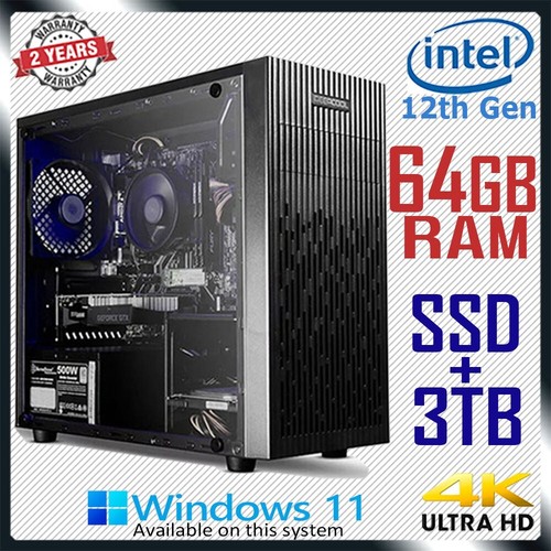 Intel 12th Gen Gaming PC 64GB RAM Computer SSD+3TB Home & Office Desktop Core i7 - Picture 2 of 7